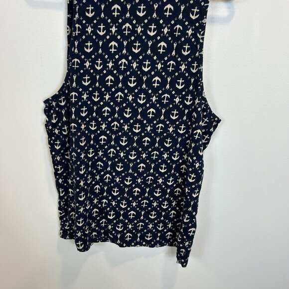 OBEY Propaganda Tank Top Pullover Top Mens Large 100% Cotton Anchor Print Navy - Picture 9 of 9